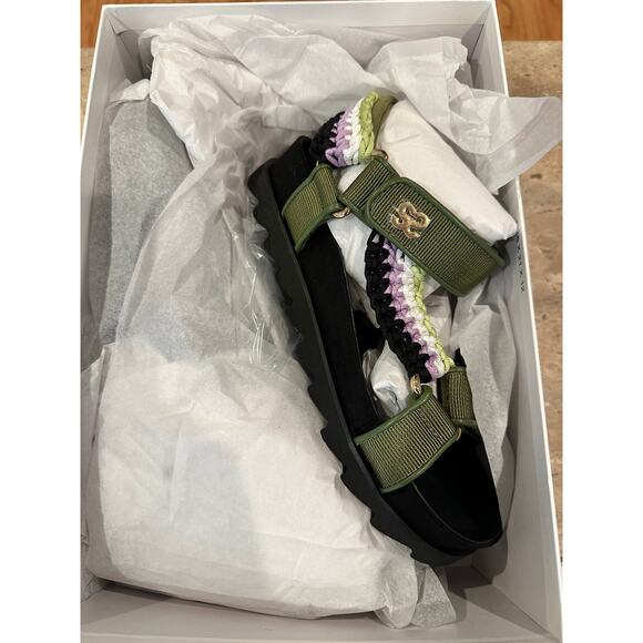 NEW in box Sandro Shell And Crochet-knit Braided Sandals SIZE FR 40 / 9.5 US - Picture 7 of 8